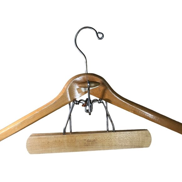 The Setwell 20 Inch Wooden Trouser Clamp Suit Hanger Vintage Made In USA Heavy D - Picture 14 of 16
